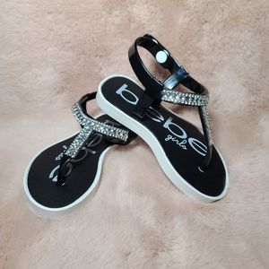Bebe Girls black rhinestone sandals